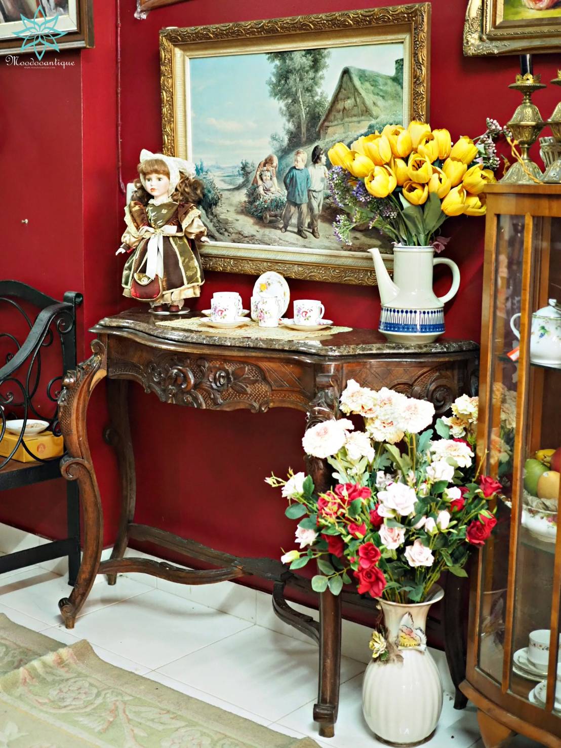 Console ไม้โอ๊ค ทํอปหินอ่อน