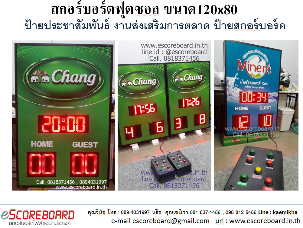 ป้ายสกอร์บอร์ดประชาสัมพันธ์ตามสั่ง ป้ายน้ำช้าง ป้ายน้ำมิเนเร่ สกอร์บอร์ดช้าง