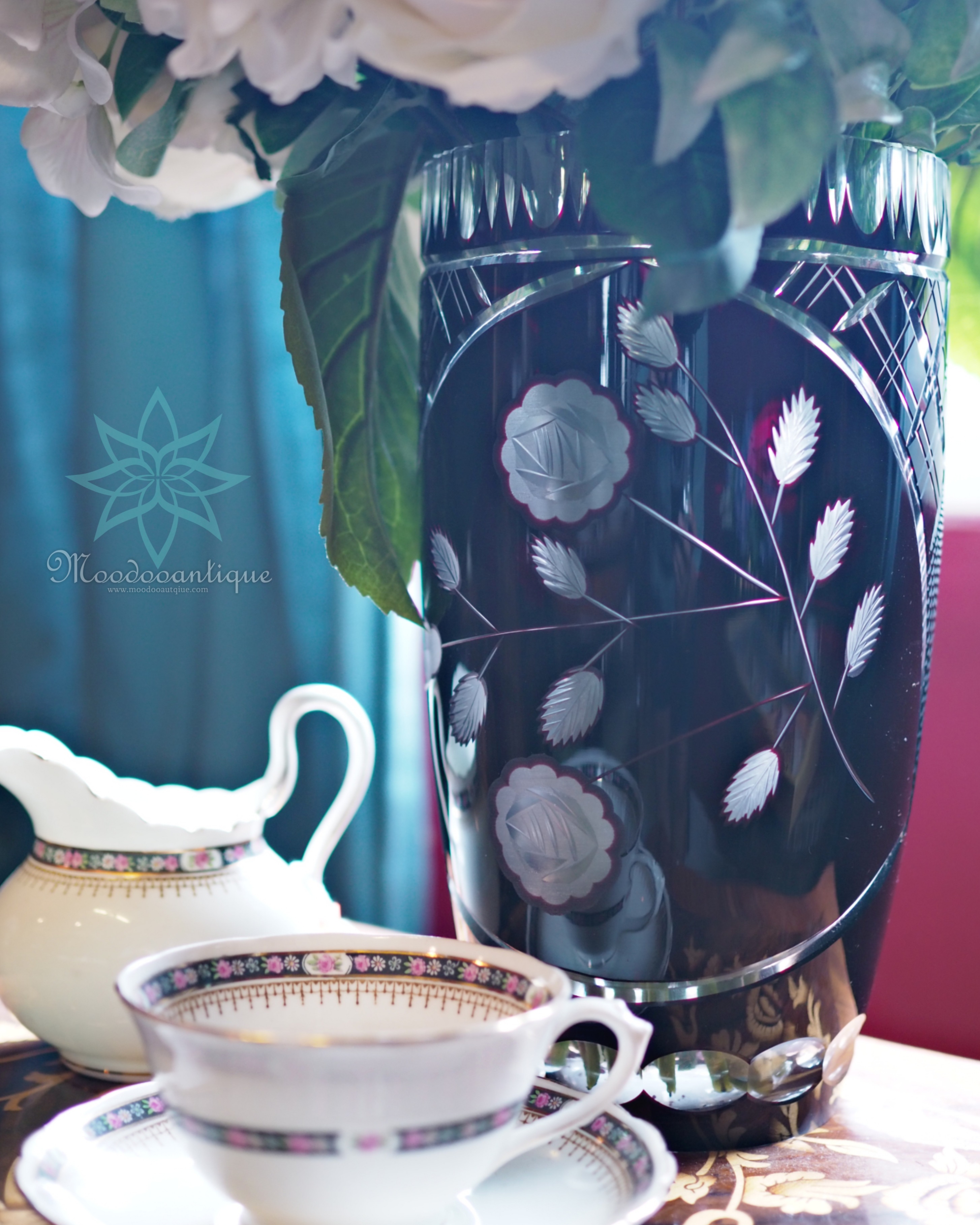 Black Bohemian handcut vase