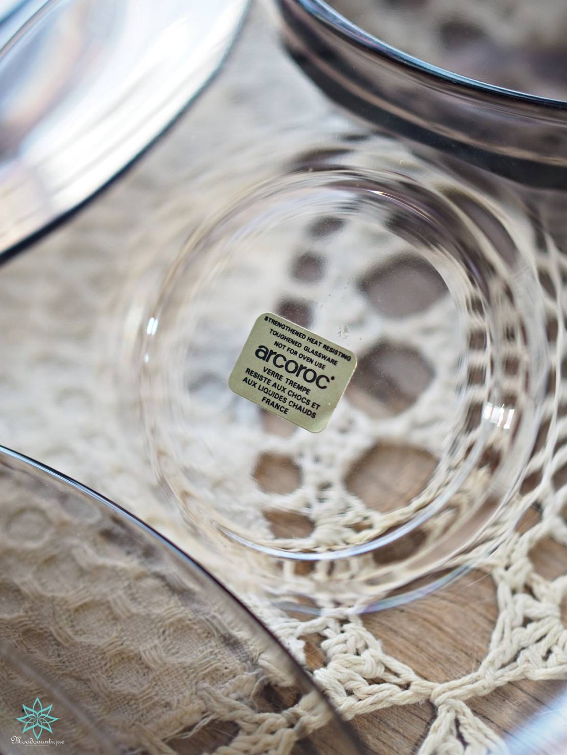 ชุดจาน + ชุดกาแฟ แบรนด์ Vintage Arcoroc France สีควันบุหรี่