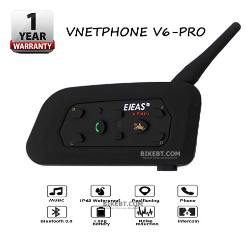 Vnetphone Ejeas V6 Pro บลูทูธติดหมวกกันน็อค Motorcycle Helmet Intercom Bluetooth Headset (แพคเดี่ยว)