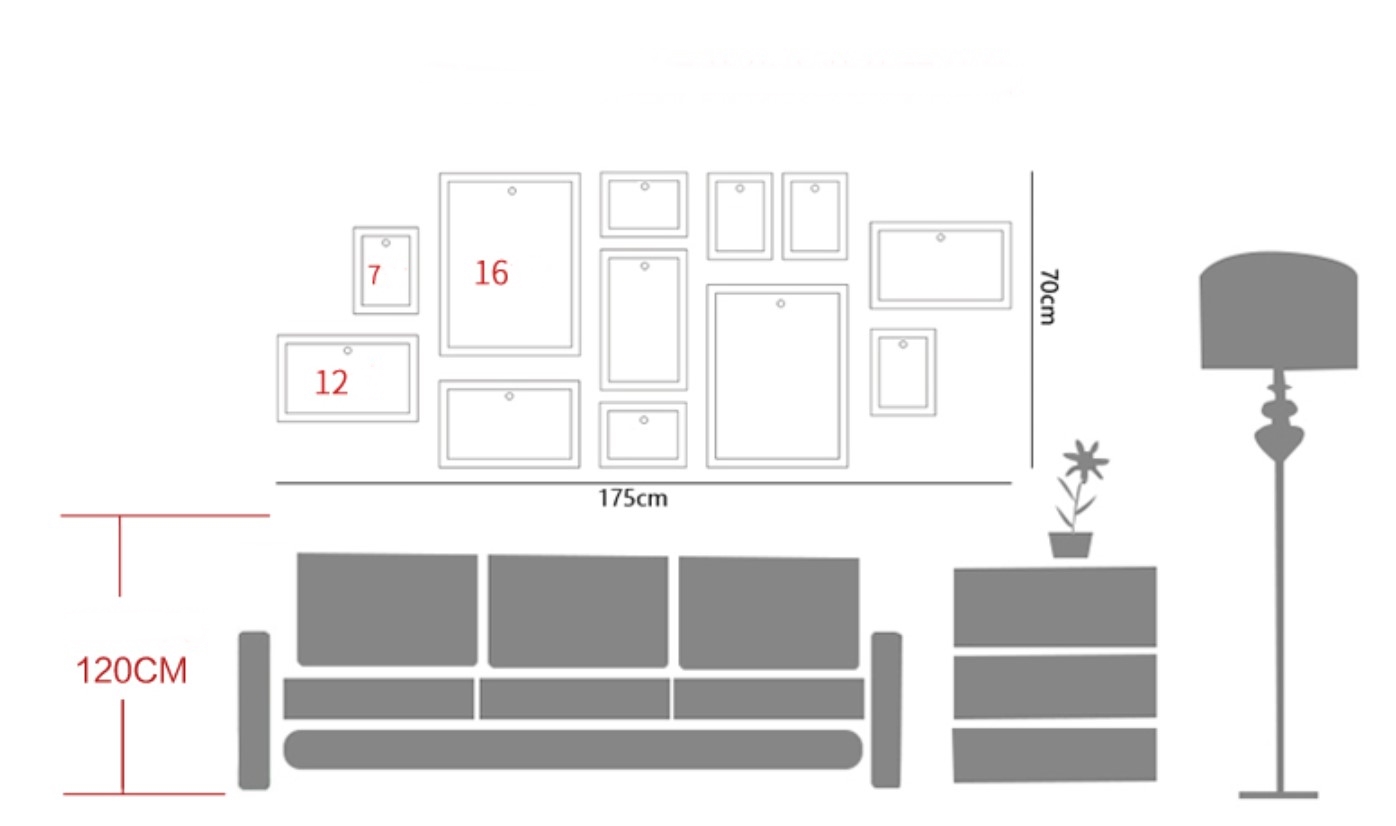 ชุดกรอบรูปติดผนัง I Love Tree กรอบรูปไม้สีขาวดำ12 ชิ้น พร้อมภาพตามแบบและวัสดุติดตั้ง