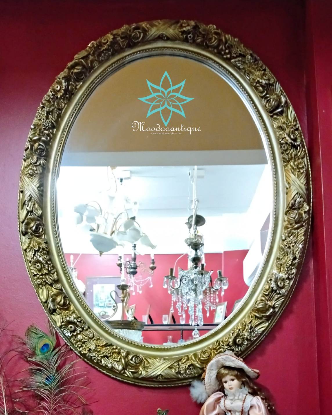 19 th Century Neoclassical Gilded Oval mirror