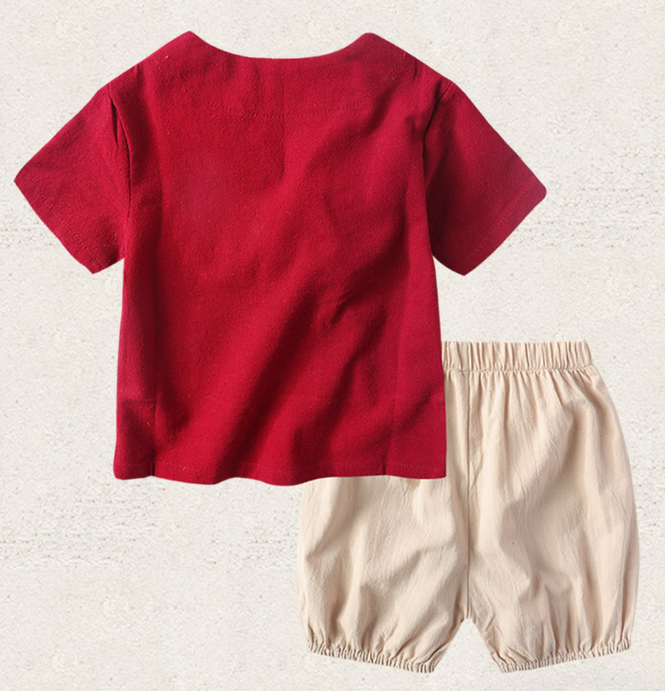 ชุดจีนเด็กชายผ้าฝ้ายสีแดง รหัส VM 69 พร้อมส่ง