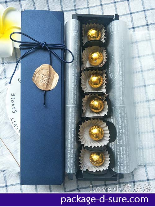 กล่องช็อคโกแลต 6 ช่อง 6x24x3.5 สีน้ำเงินกรมท่า