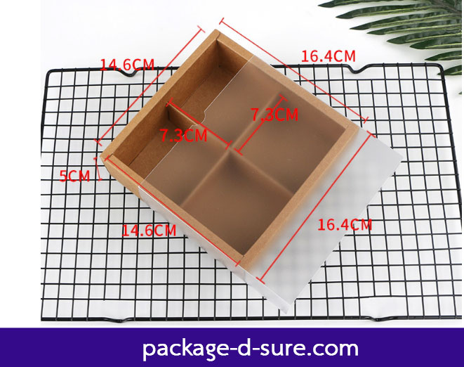 โปรโมชั่น//กล่องเปี๊ยะ 4 ช่อง สีแดง ฝาสวมพลาสติกขุ่น