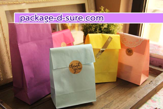 ถุงกระดาษสีแบบฐานตั้ง ไม่มีหูหิ้ว ไซส์เล็ก 23*12*8 สีเหลือง