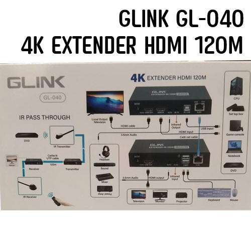 GLINK HDMI with USB to LAN Extender 120M 4K รุ่น GL-040