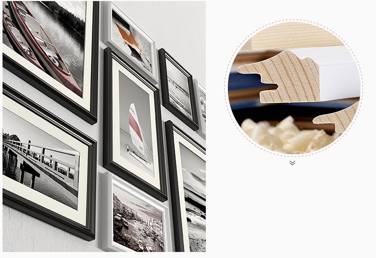 ชุดกรอบรูปติดผนัง Photograph Black&White12 กรอบรูปไม้สีขาวดำ12 ชิ้น พร้อมภาพตามแบบและวัสดุติดตั้ง