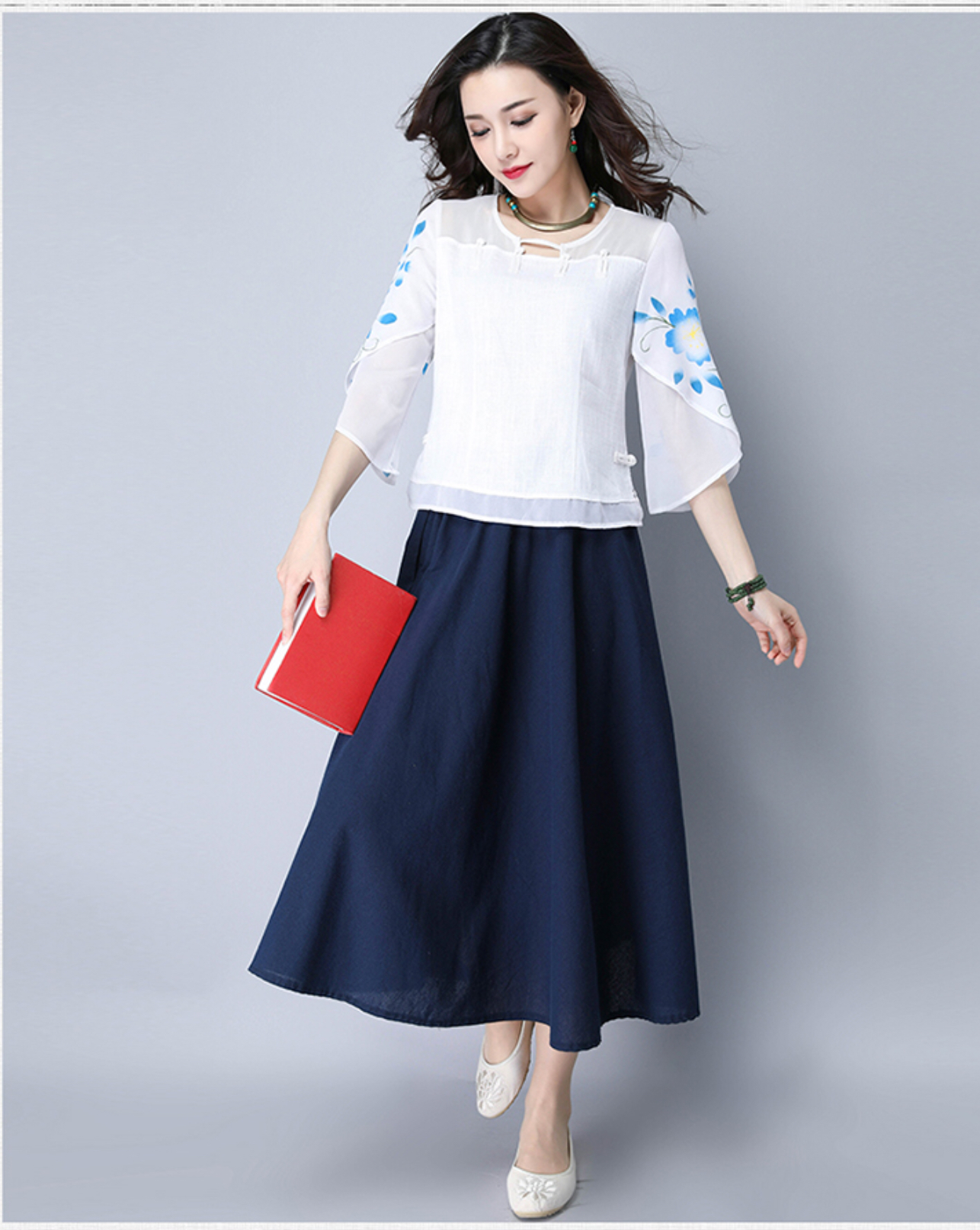 เสื้อผ้าฝ้าย สีขาว รหัสZ 50 สินค้าพร้อมส่ง