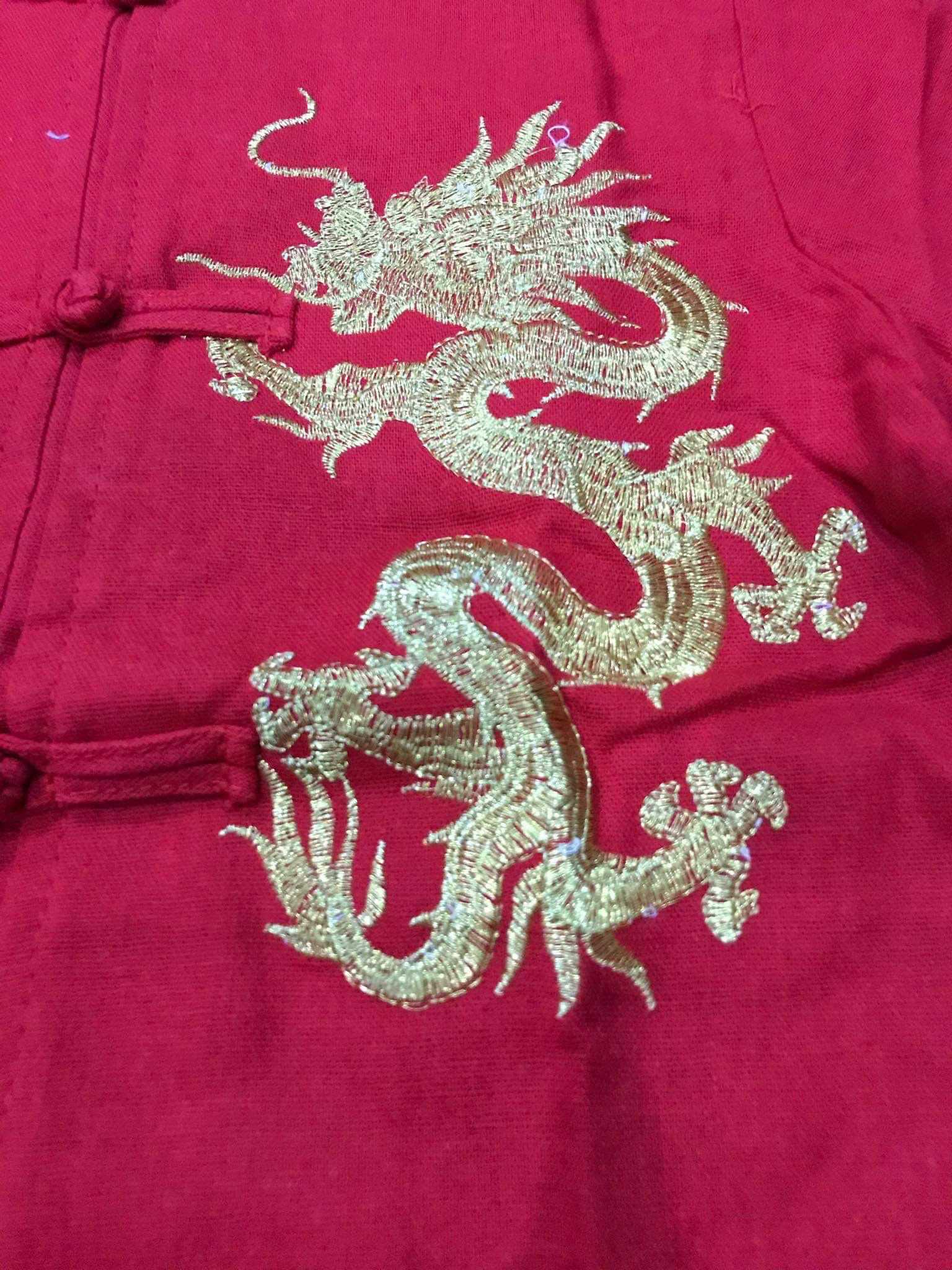 ชุดจีนเด็กชาย สีแดง ผ้าลินิน ลายปักมังกร รหัส ZM 49 สินค้าพร้อมส่ง