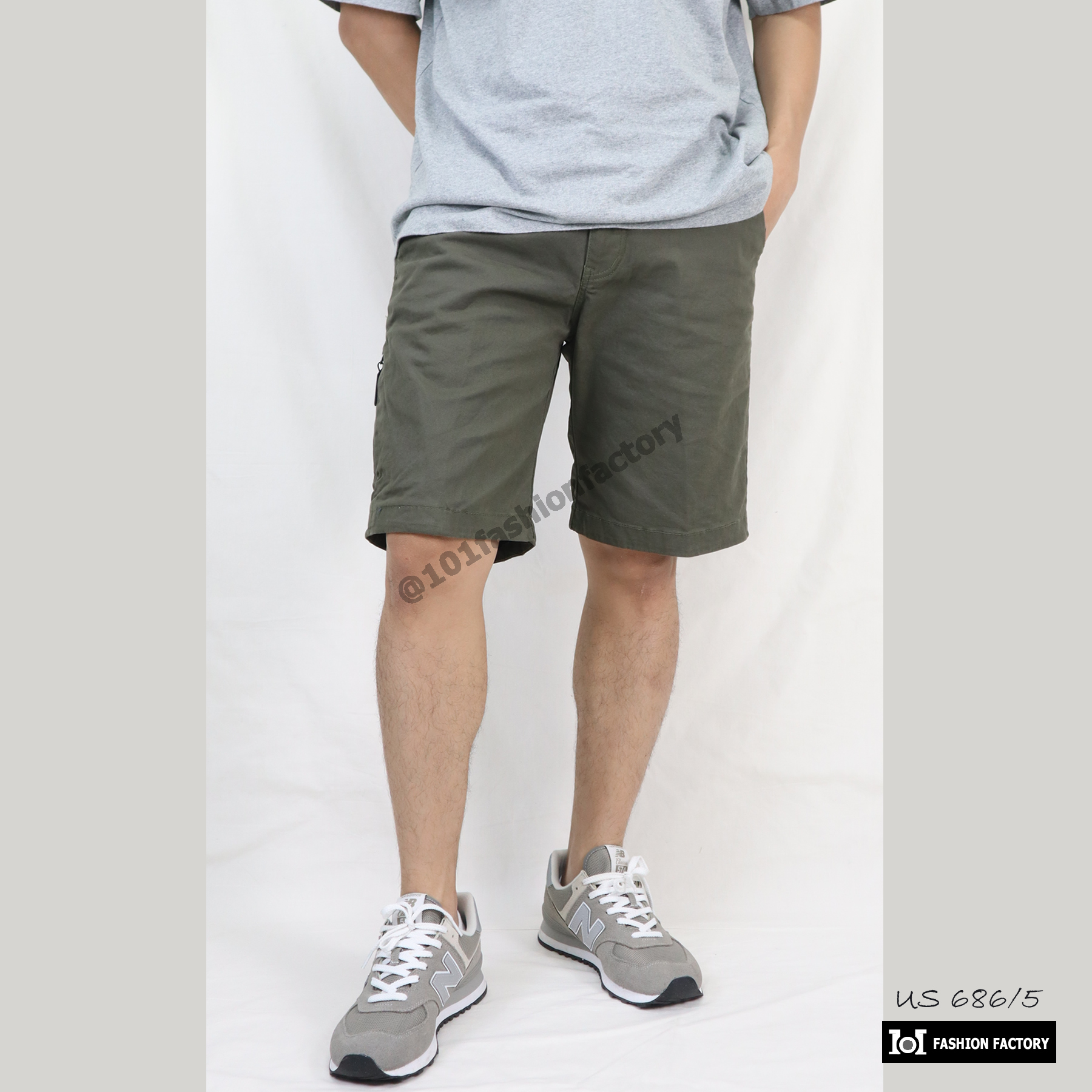 ขาสั้นลำลอง No.686/5 กางเกงขาสั้นผ้ายืด ใส่ง่าย ส่วมใส่สบาย สีเขียว | US101