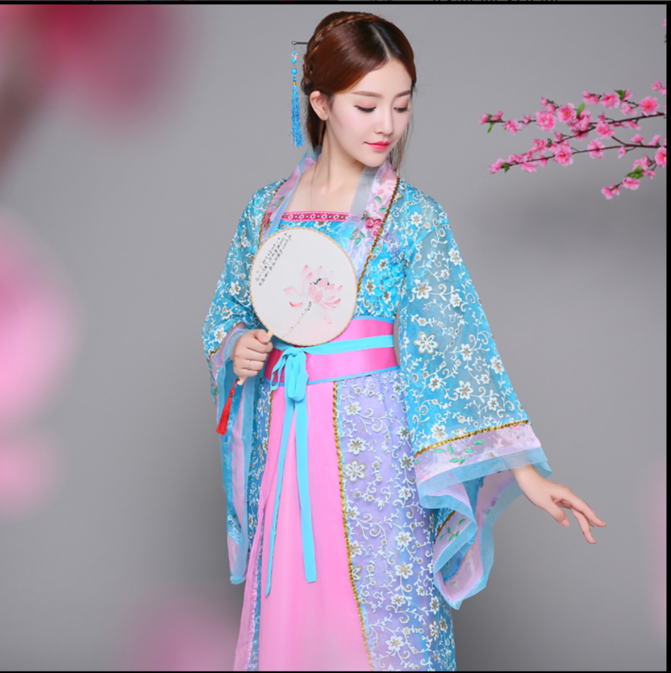 ชุดราชวงค์ถัง สีฟ้าชมพู รหัส BL 109 สินค้าพร้อมส่ง