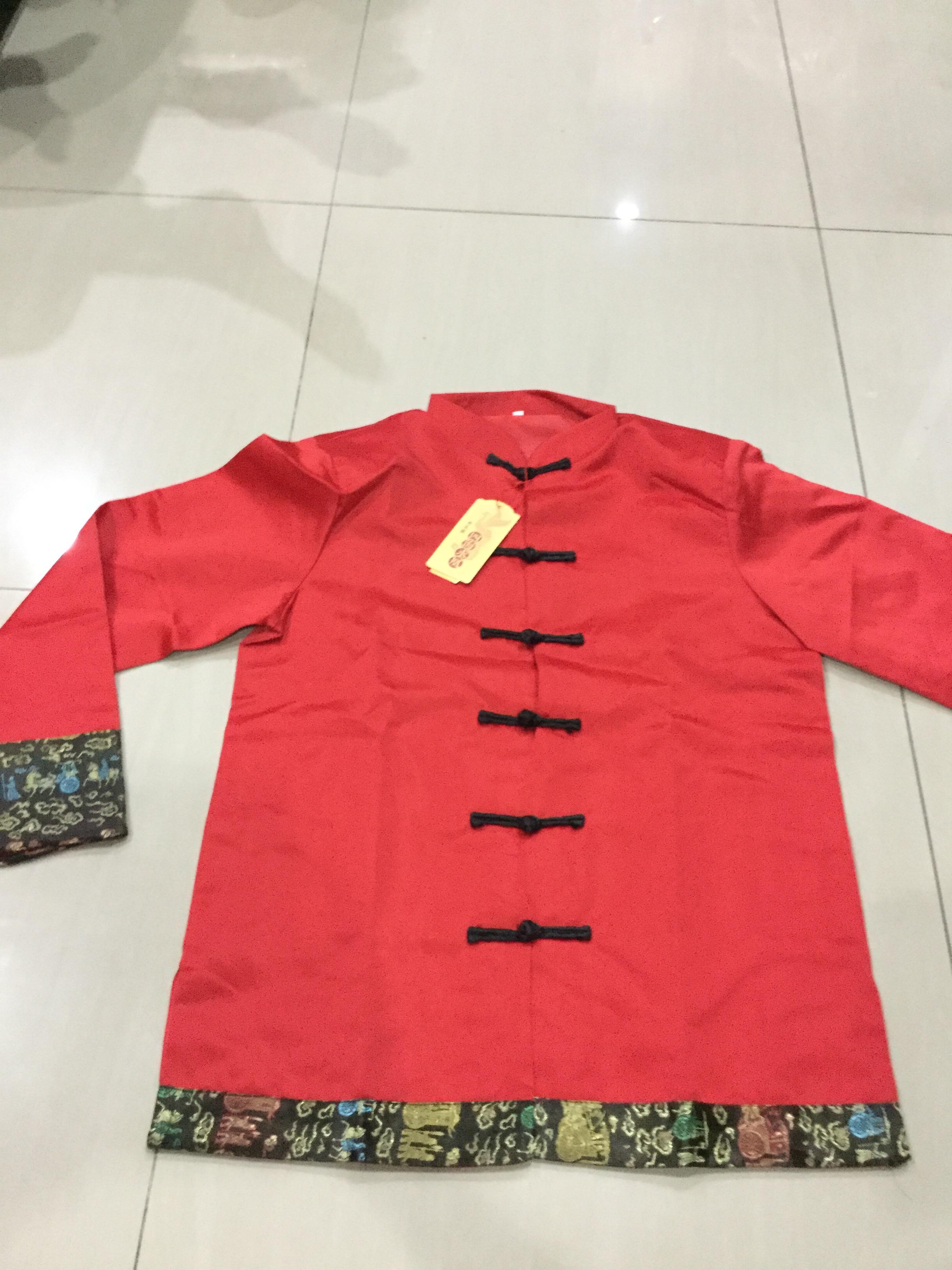 เสื้อจีนผู้ชายสีแดง ZH135 พร้อมส่ง