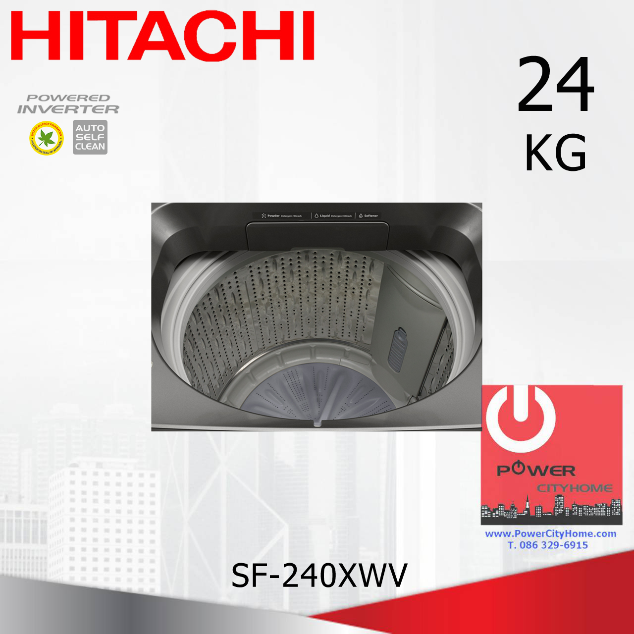 เครื่องซักผ้า Hitachi Ultra Stream Wash 1 ถัง 24 กก. รุ่น SF-240XWV