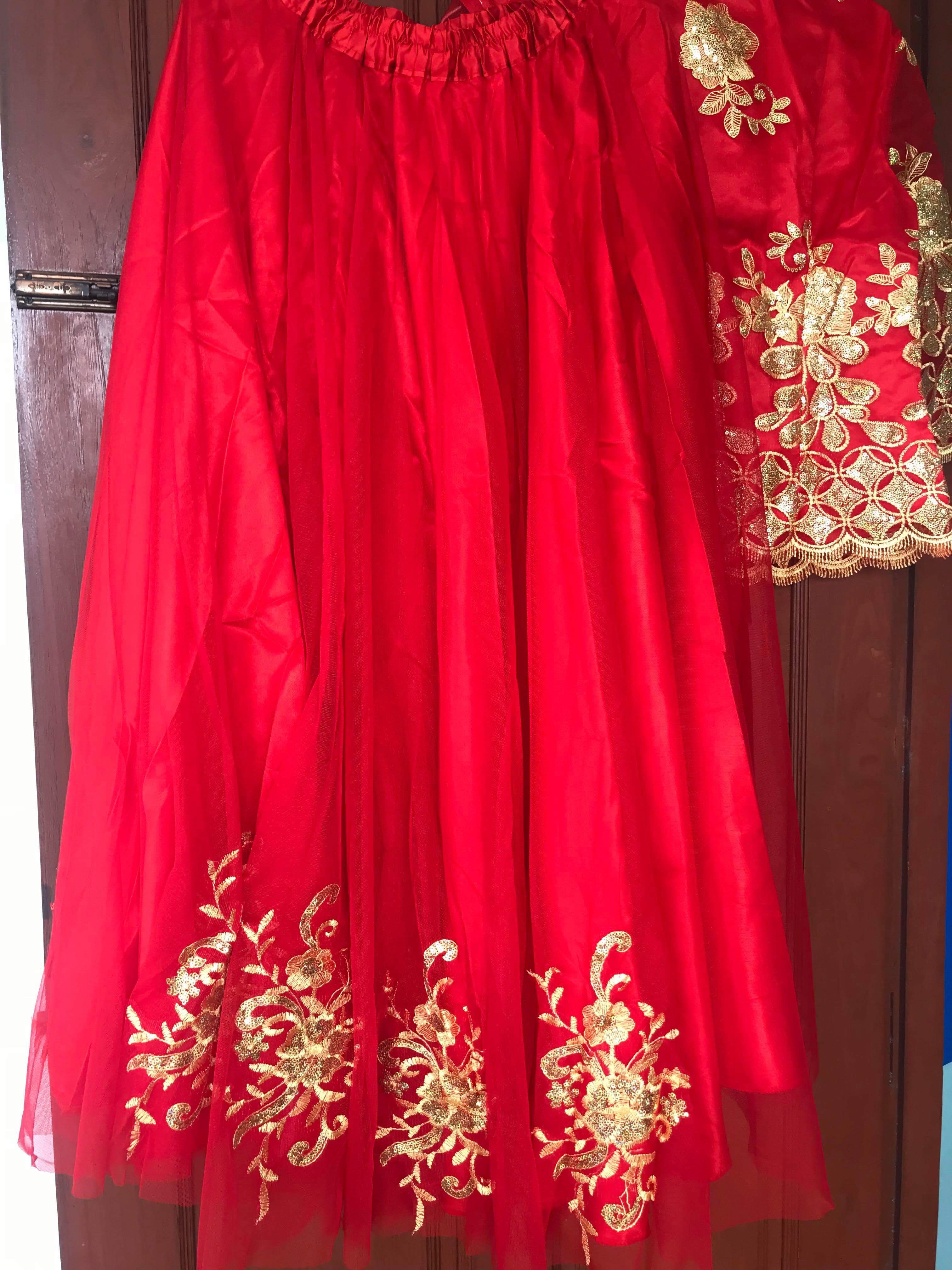 ชุดเจ้าสาวสีแดง รหัส WED#2# 159 สินค้าพร้อมส่ง