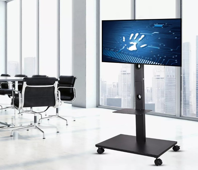 ขาตั้งพื้นทีวีล้อเลื่อน ล็อคได้ รุ่นU-690-LZ TV Stand with Shelf รองรับจอแอลอีดีทีวีได้ ขนาดจอภาพ 32-65 นิ้ว เหล็กหนาสามารถปรับระดับความสูงได้ ขาตั้งทีวี