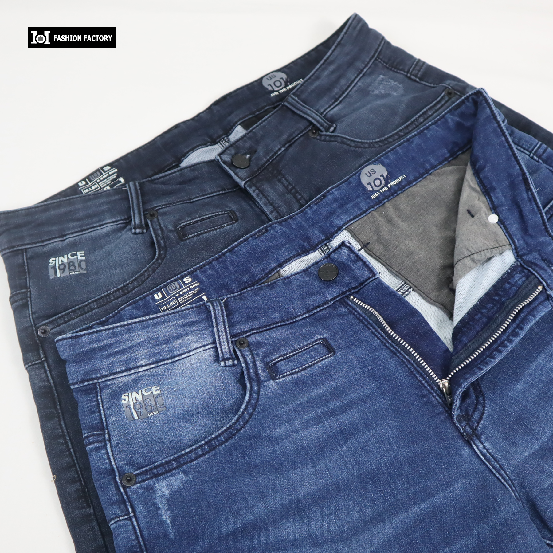 ขาสั้นยีนส์ US682/9 กางเกงยีนส์ผู้ชายขาสั้น ผ้าเดนิมยืดแฟชั่น สีกรม | US101