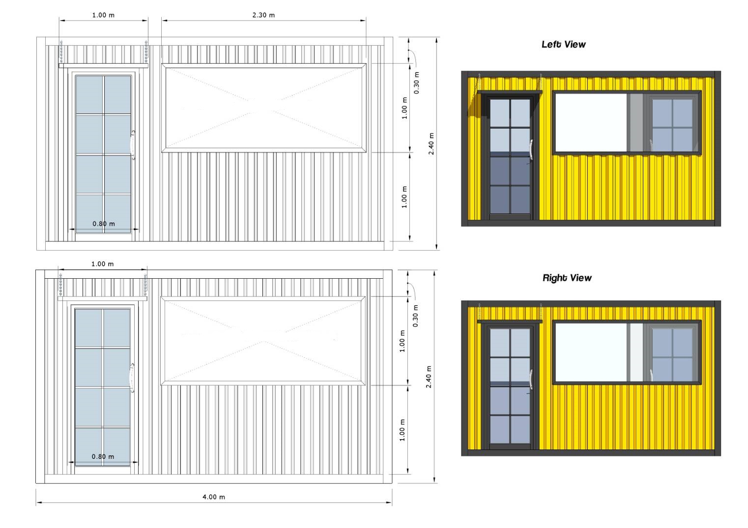 ตู้คอนเทนเนอร์ ร้านค้า ออฟฟิศขนาดเล็ก UC-K04 ขนาด 4เมตร * 4 เมตร * สูง 2.4 เมตร พร้อมพืนกระเบื้องยาง เลือกสีตู้ได้ *** รวมค่าขนส่งแล้ว