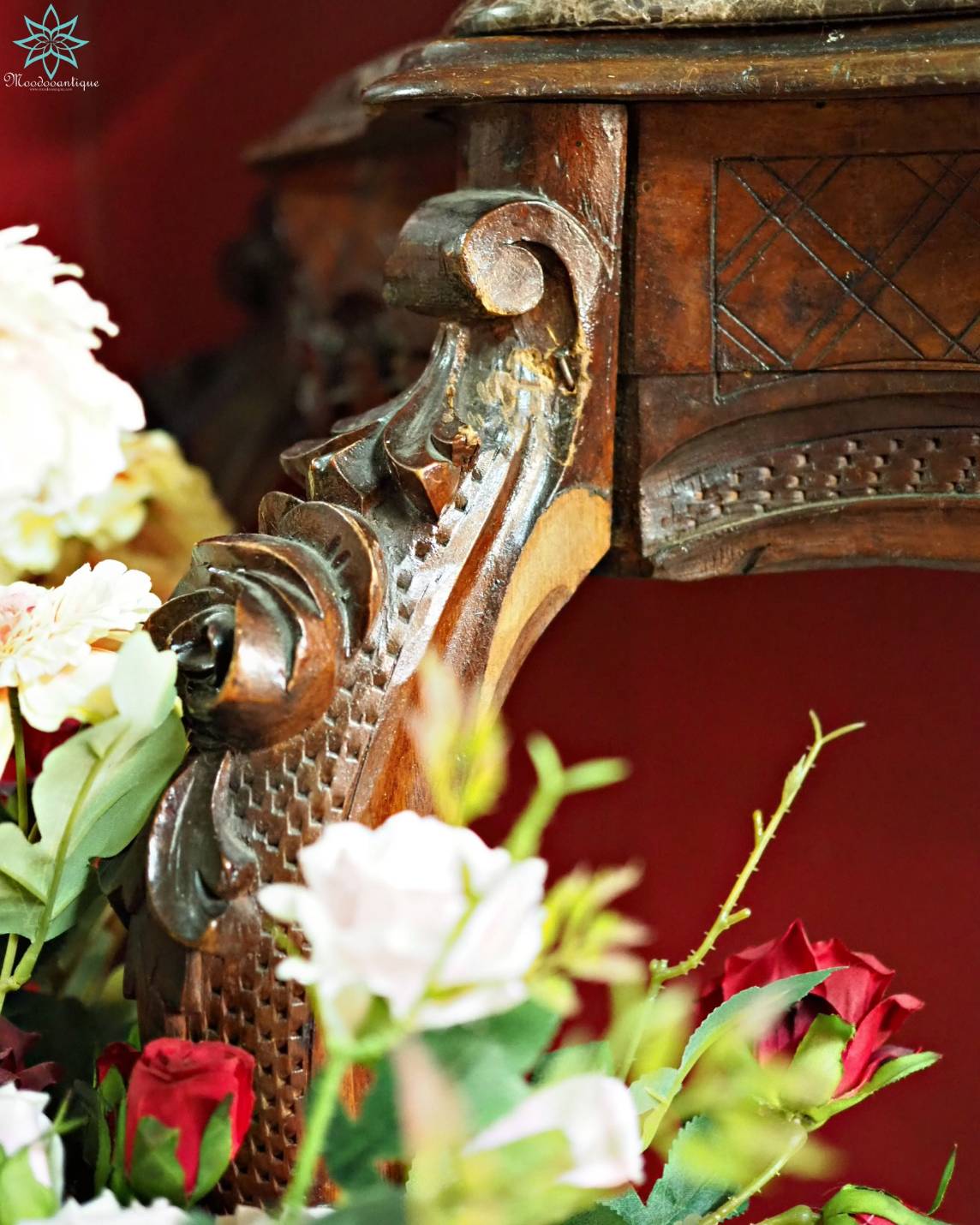 Console ไม้โอ๊ค ทํอปหินอ่อน