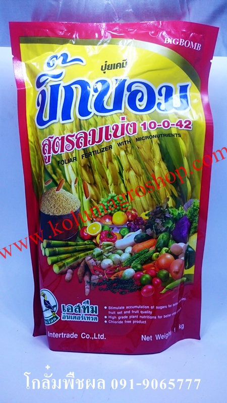 บิ๊กบอม สูตรลมเบ่ง 10-0-42 สร้างหวาน ลงหัว ขยายรวง (1กิโลกรัม)