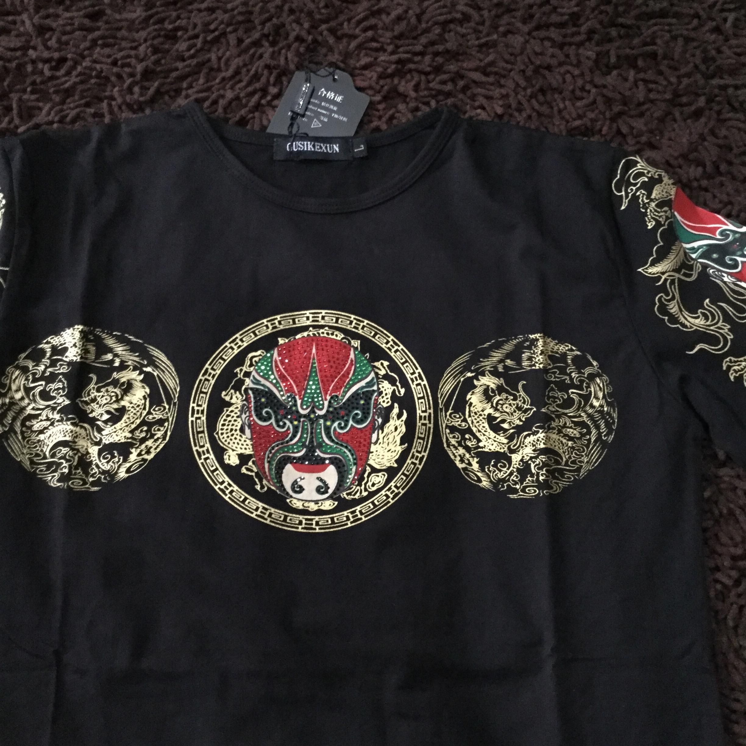 เสื้อผู้ชาย ผ้ายืด แขนยาวลายหน้ากาก สีดำ รหัส SL 75 สินค้าพร้อมส่ง