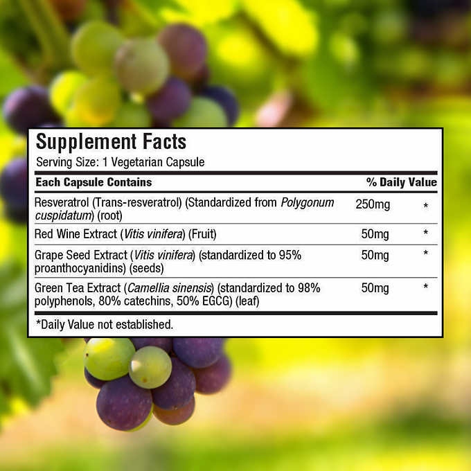 Trunature Resveratrol Plus สูตรใหม่มีเรสเวอราทรอล 250mg+สารสกัดเมล็ด/ผลองุ่น+สารสกัดจากไวน์แดง+ชาเขียว หมด 06/2027