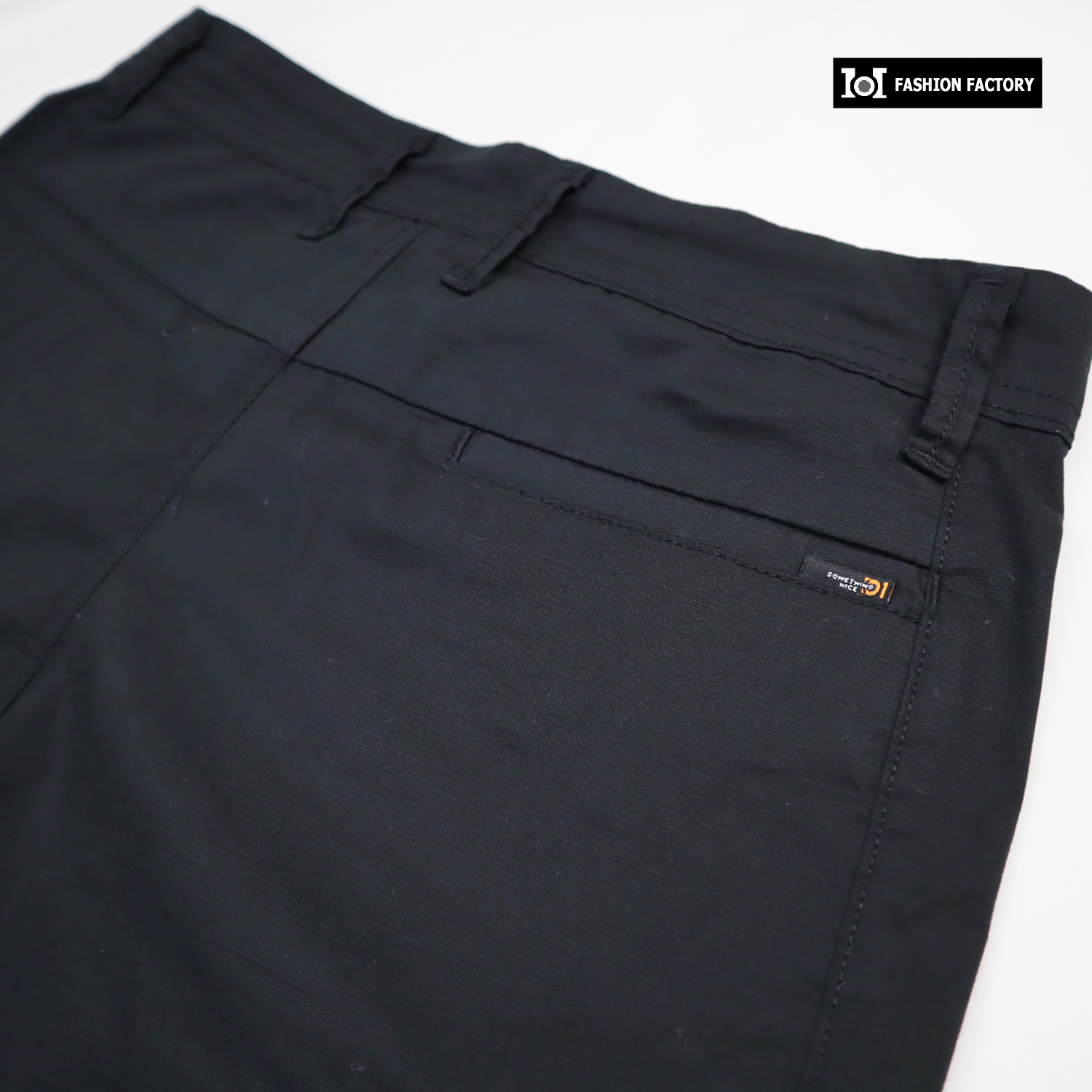 กางเกงคาร์โก้ขาสั้น No.674/1 ผ้ากันลมยืด ขาสั้นชายเป๋าข้าง สีดำ | US101
