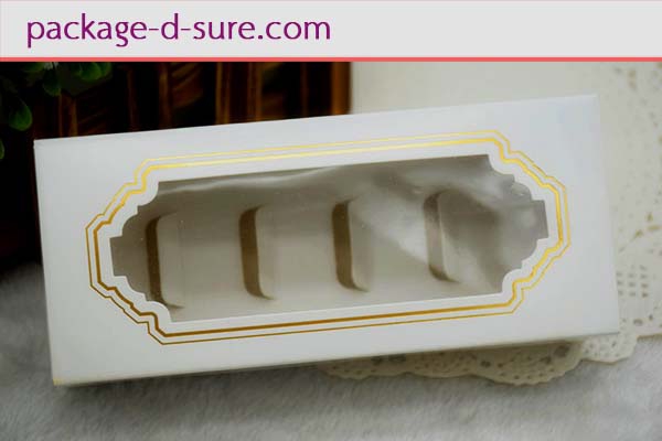 โปรโมชั่น//กล่องมาการอง5 ชิ้น 6.8x15.7x4.8 สีขาวไม่มัน**แพค 50 ใบ**