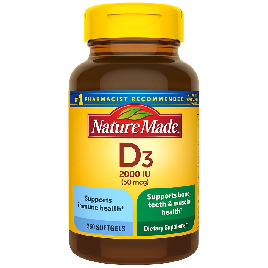 Nature Made Vitamin D3 2000 IU (50 mcg) 250 Softgels หมดอายุ 09/2027