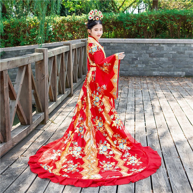 #ชุดเจ้าหญิงฮั่นฝูสีแดง . รหัส FHN198 สินค้าพร้อมส่ง