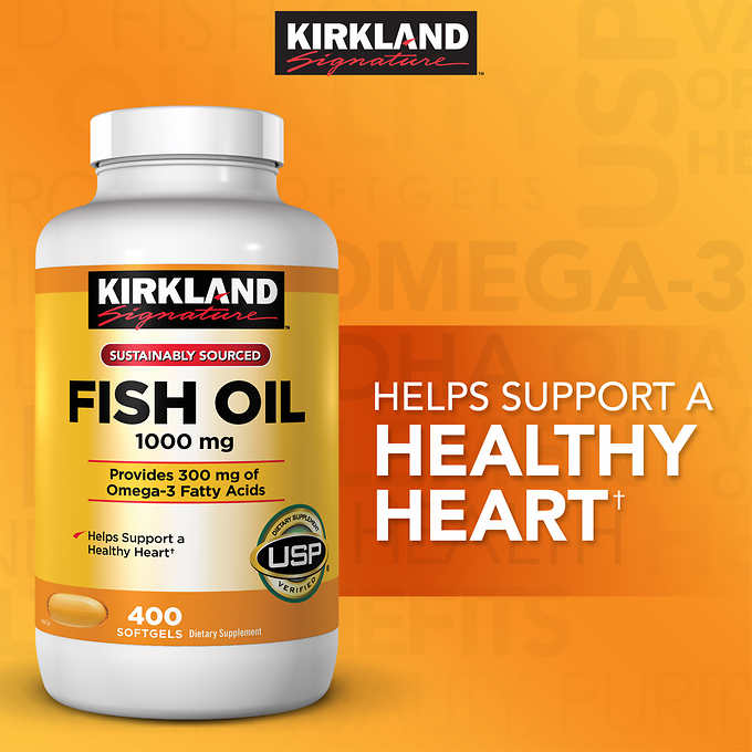 Kirkland Fish Oil Concentrate 1000mg - 400 softgels หมดอายุ 10//2027