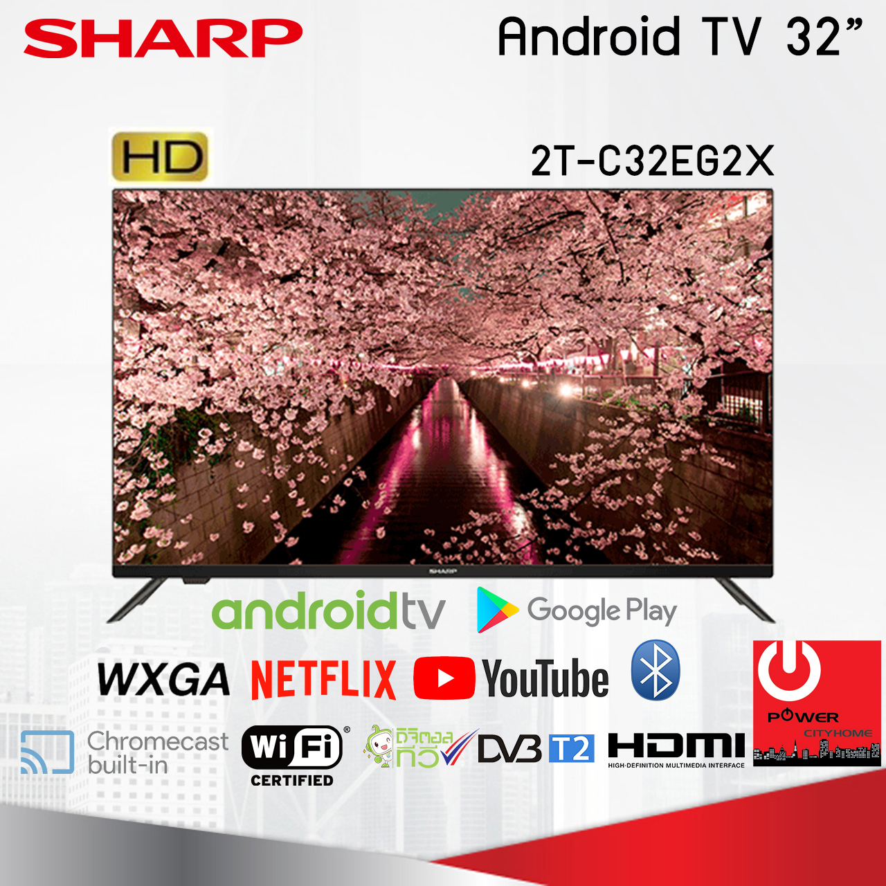 SHARP HD Android TV รุ่น 2T-C32EG2X ขนาด 32นิ้ว