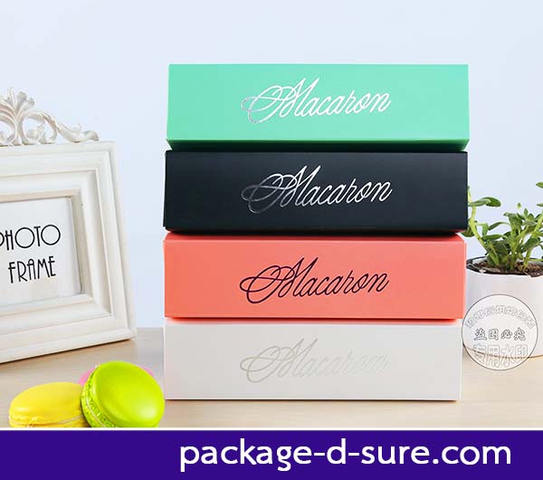 โปรโมชั่น//กล่องมาการอง 6 ชิ้น 5.4x20.5x5.3 สีแดงเข้ม ลายเซ็นต์ macaron