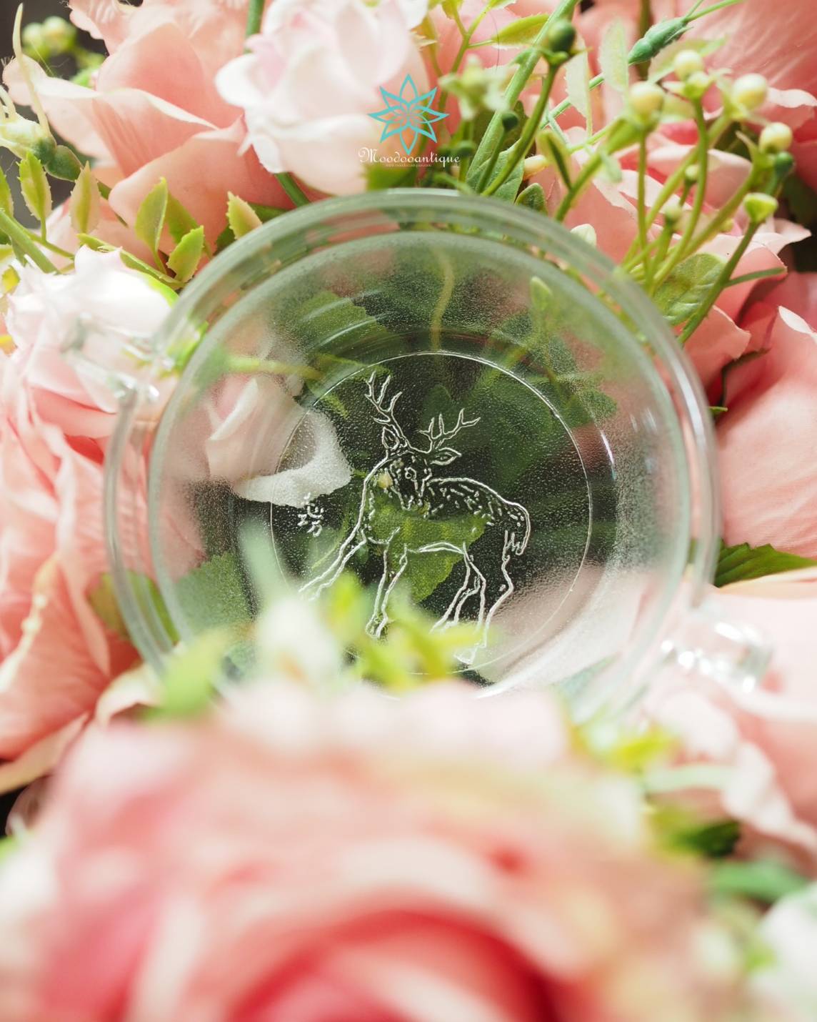 ชามแก้วลายกวาง มุนาคาตะ ชิโกะ ทรงกลม