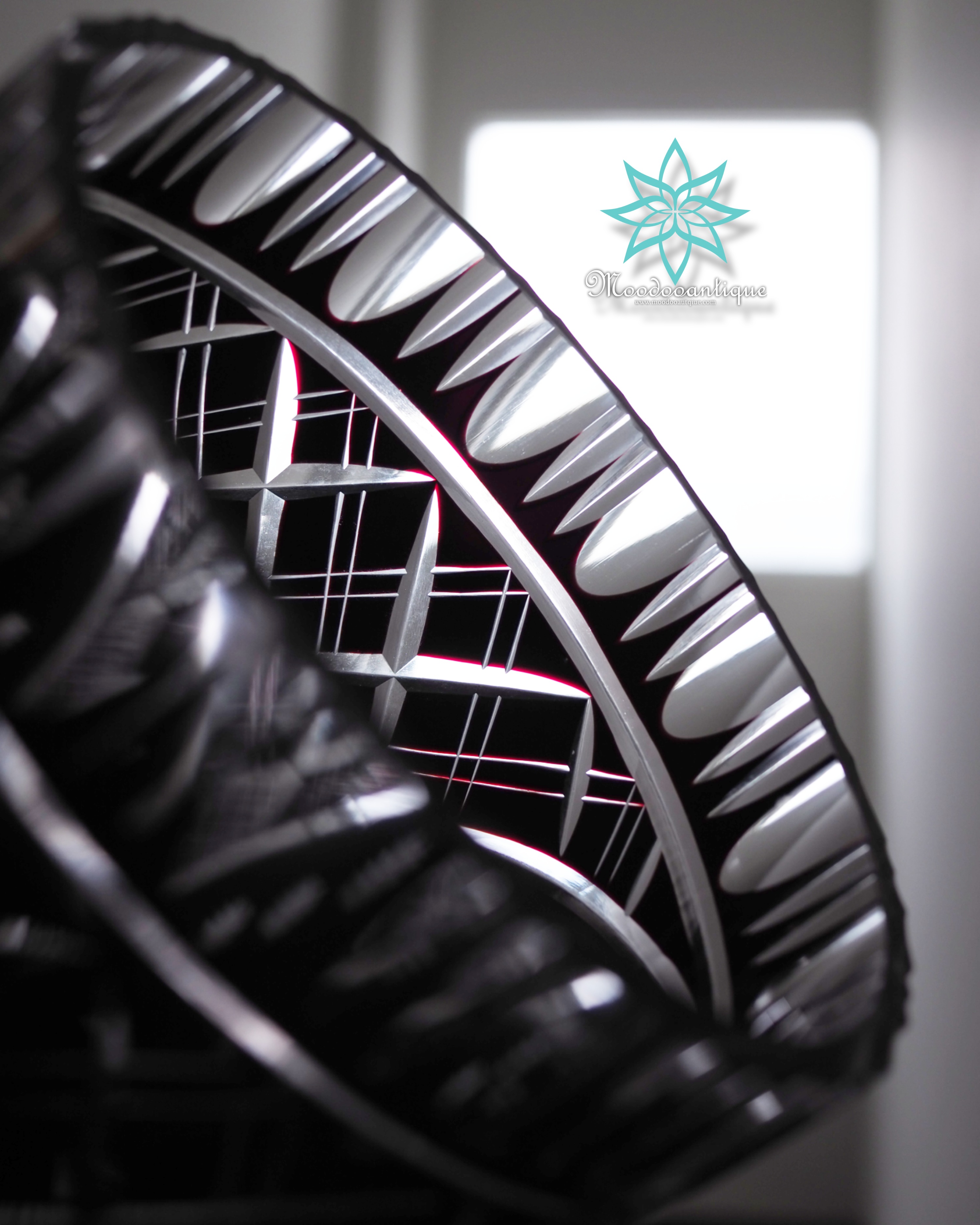 Black Bohemian handcut vase