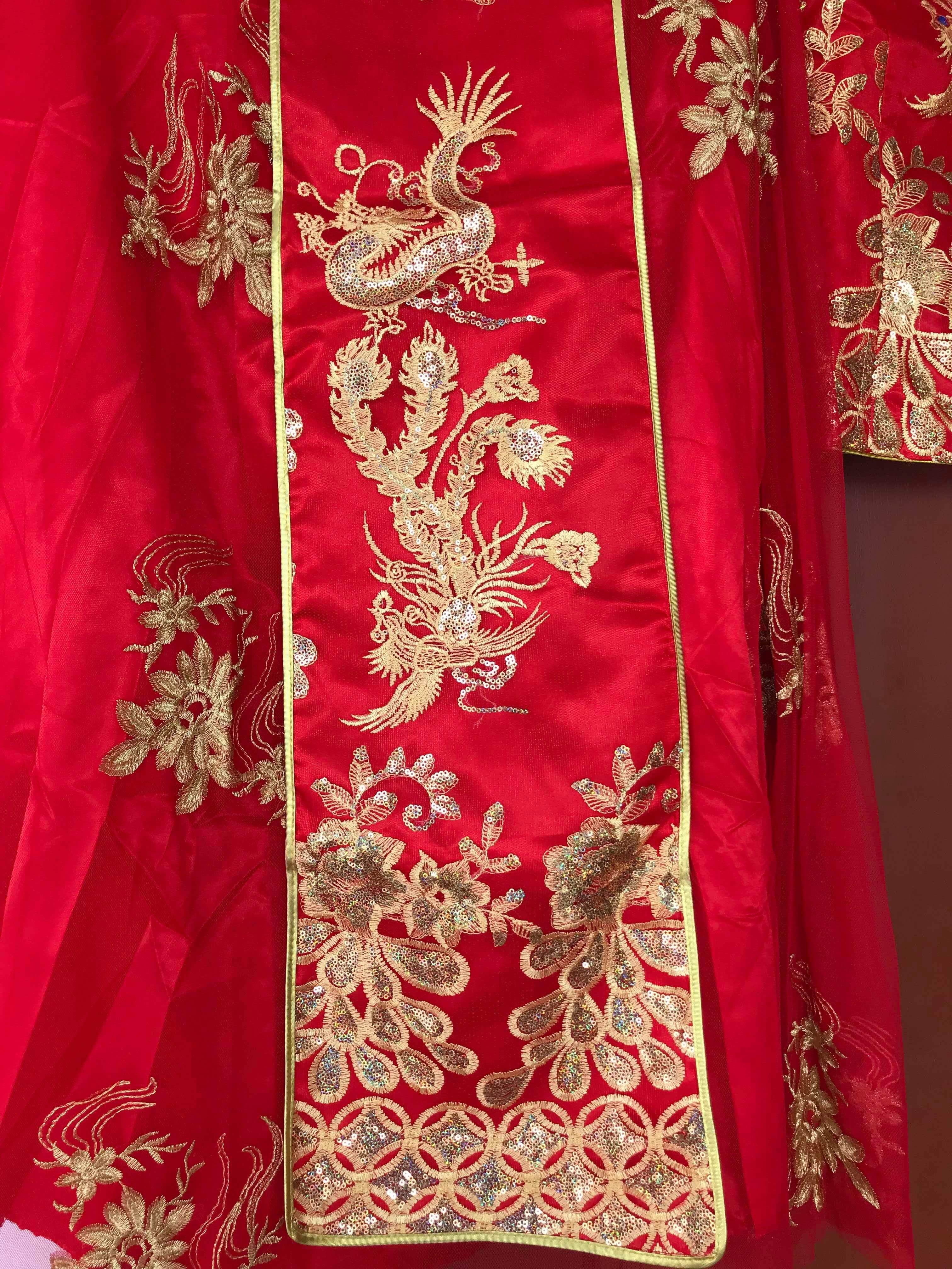 ชุดเจ้าสาวสีแดง รหัส WED#1# 165 สินค้าพร้อมส่ง