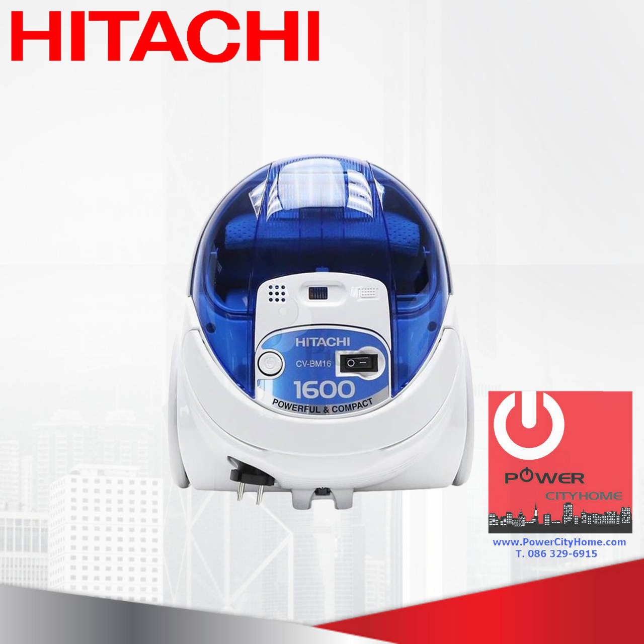 เครื่องดูดฝุ่น ชนิดถุงเก็บฝุ่น (1.5 ลิตร) ฮิตาชิ 1600 วัตต์ รุ่น CV-BM16