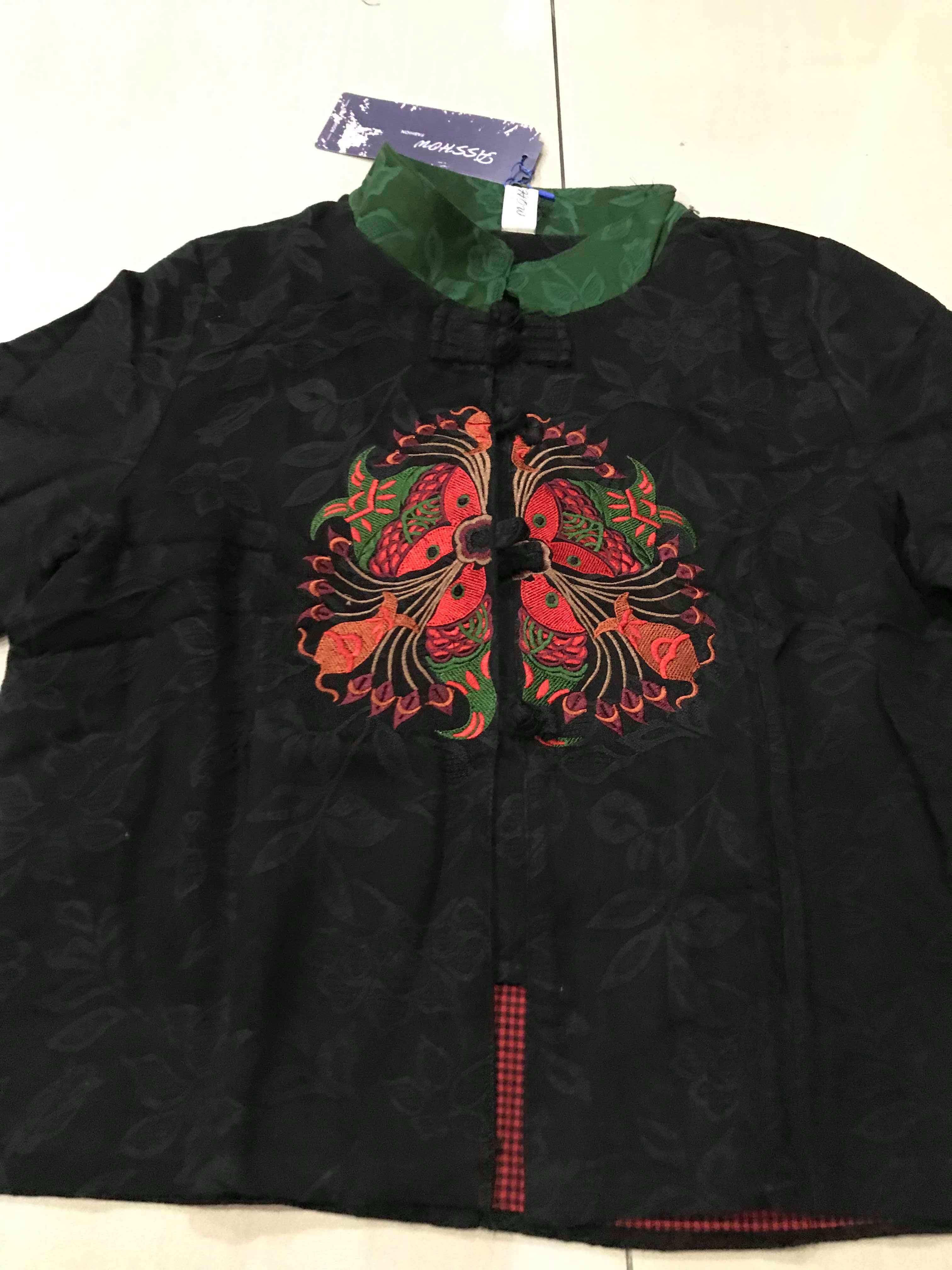 เสื้อผ้าฝ้ายผสมโพลี สีดำ รหัส JO62