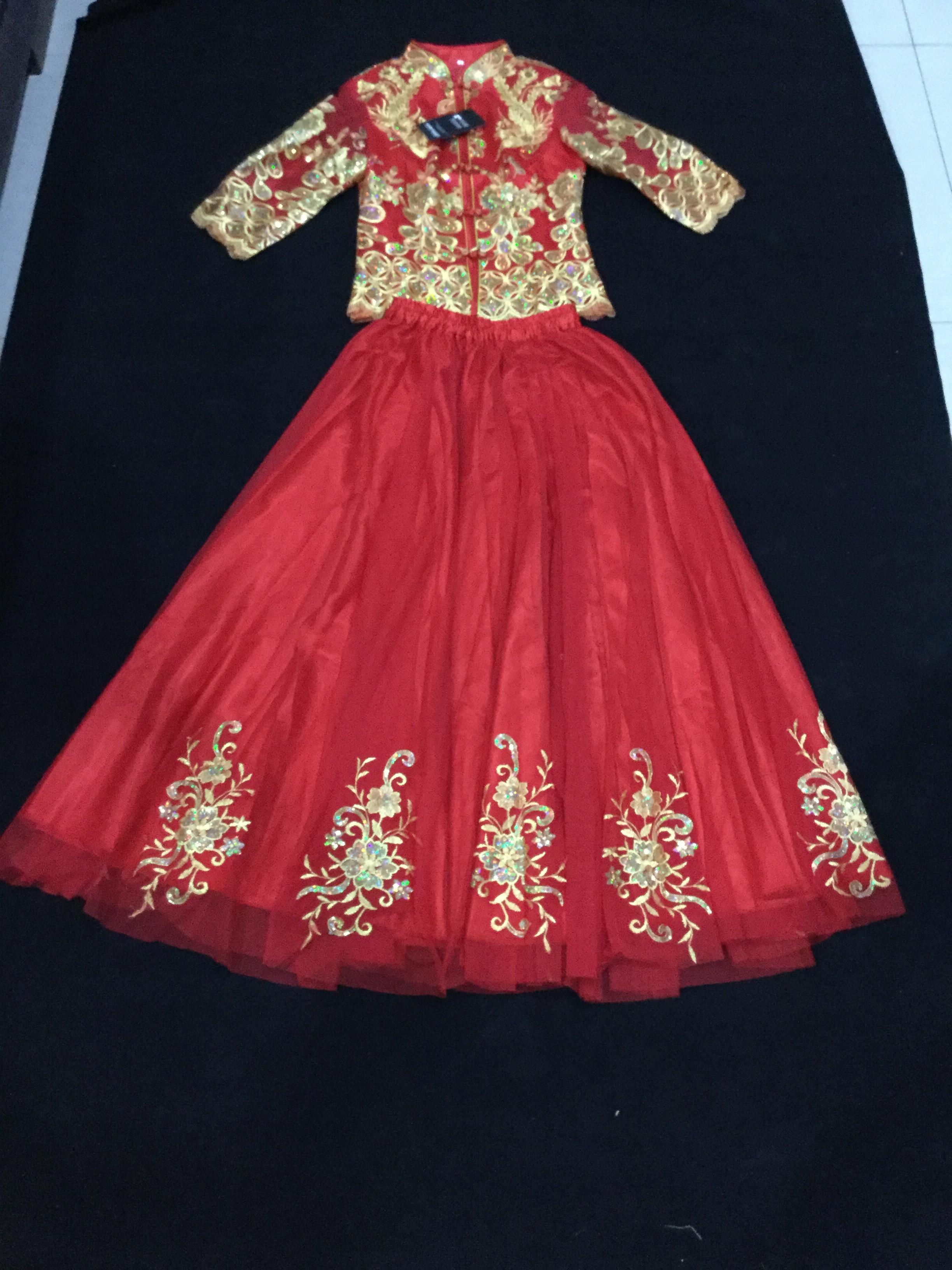 ชุดเจ้าสาวสีแดง รหัส WED#2# 159 สินค้าพร้อมส่ง