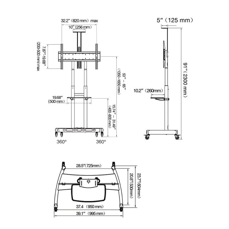 ขาตั้งทีวีเคลื่อนที่ 55-90” AVA1800-70-1P ยี่ห้อNorth Bayou คุณภาพมาตรฐาน สากล StandTV