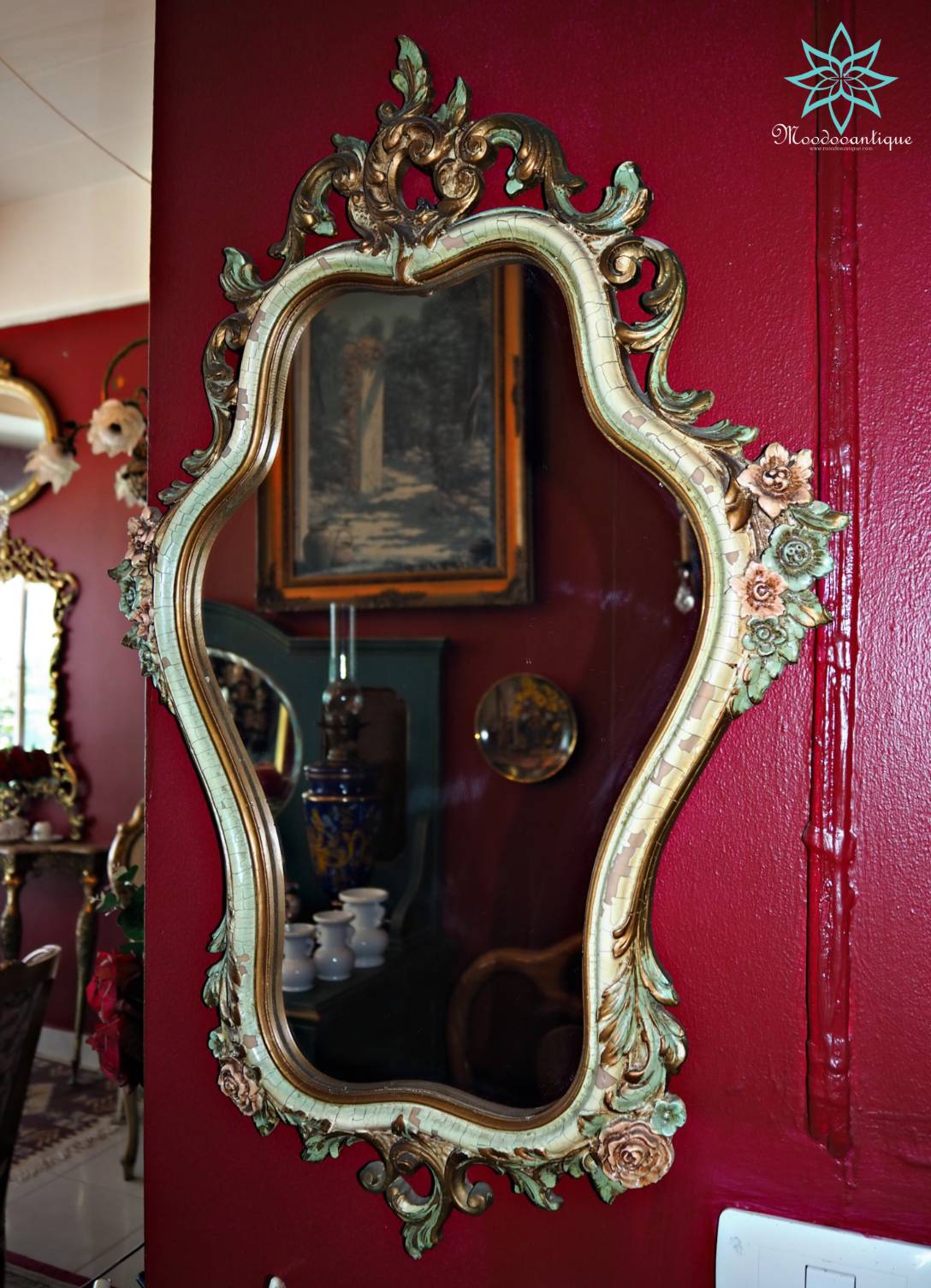 กระจก ไม้แกะสลัก พร้อมหิ้ง อิตาลี