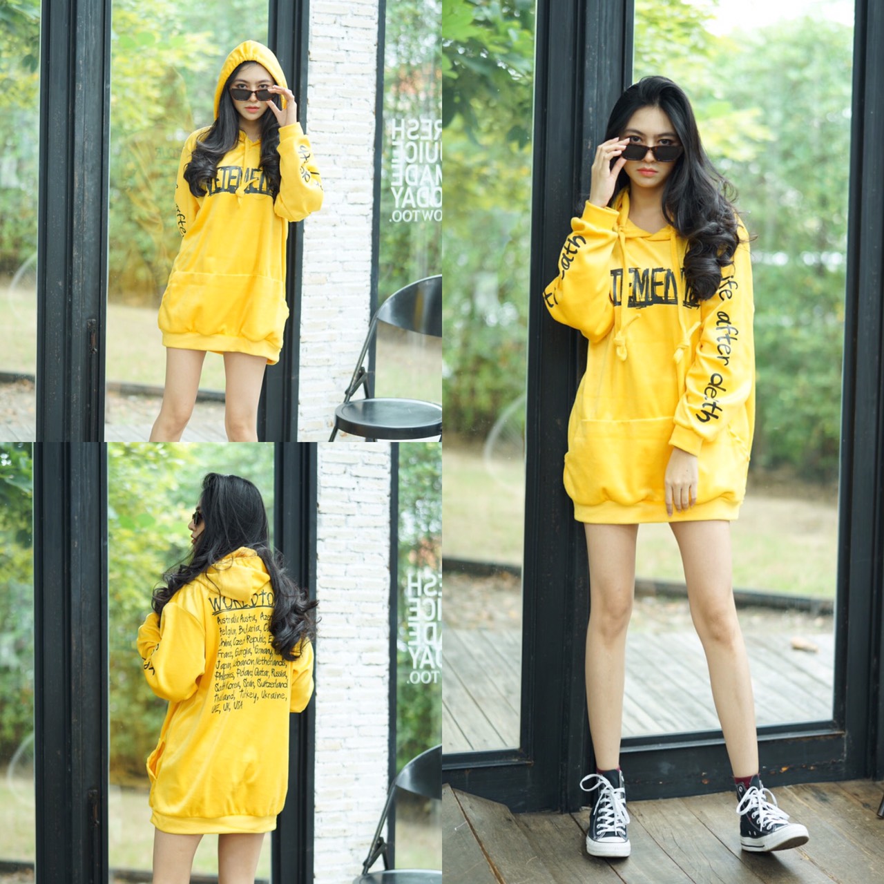 เดรสกันหนาวแขนยาวมีฮู้ด สกีน Vetements สำเนา