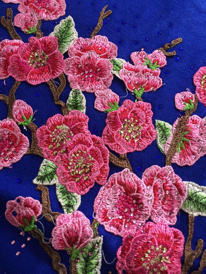 ชุดจีนไหมพรม สั้นสีน้ำเงิน. รหัส FO168