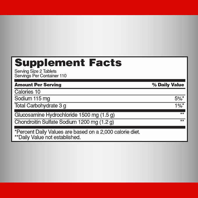 Kirkland Glucosamine HCI 1500 mg/Chondroitin Sulfate 1200 mg - 280 เม็ด หมดอายุ 03/2028