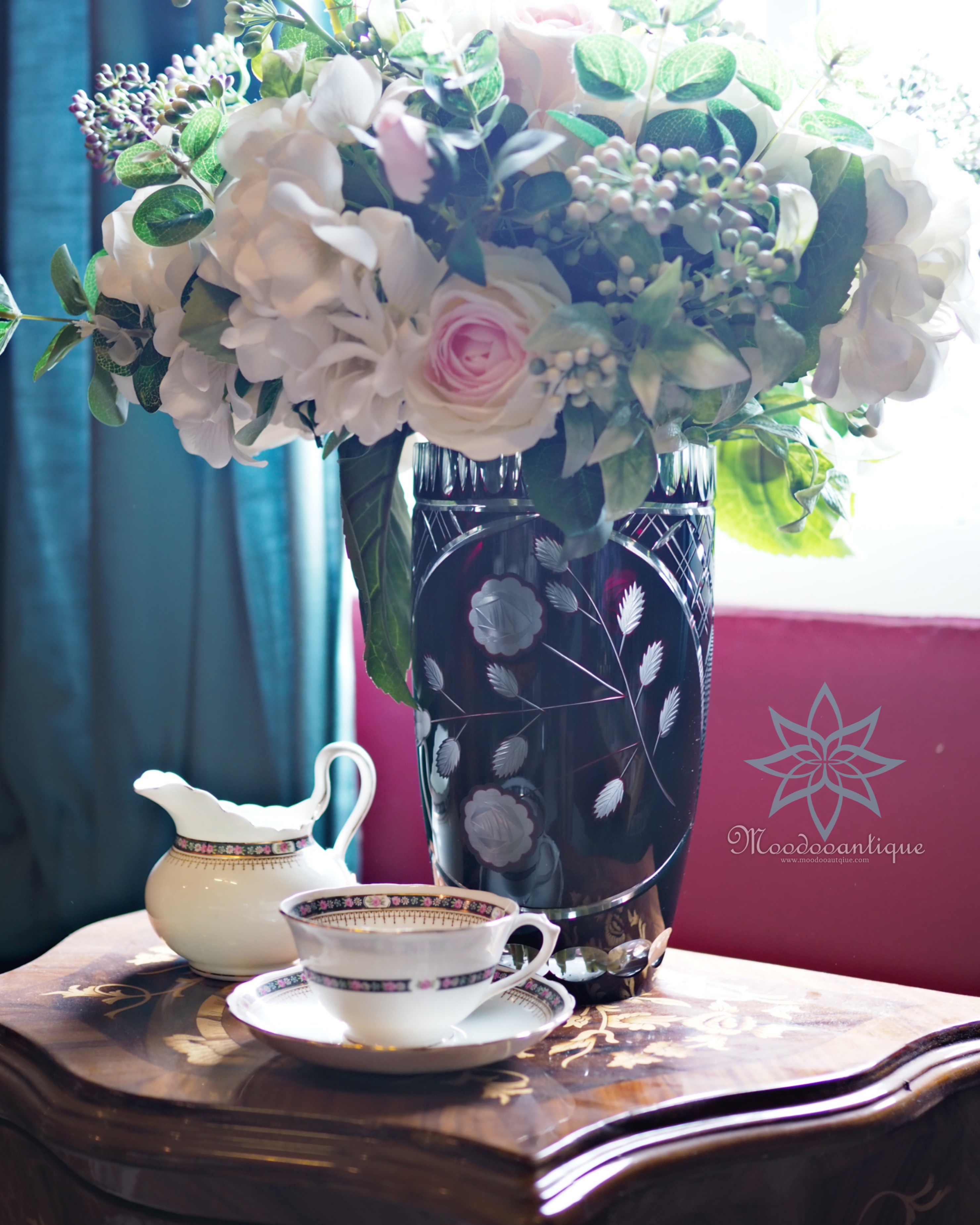 Black Bohemian handcut vase