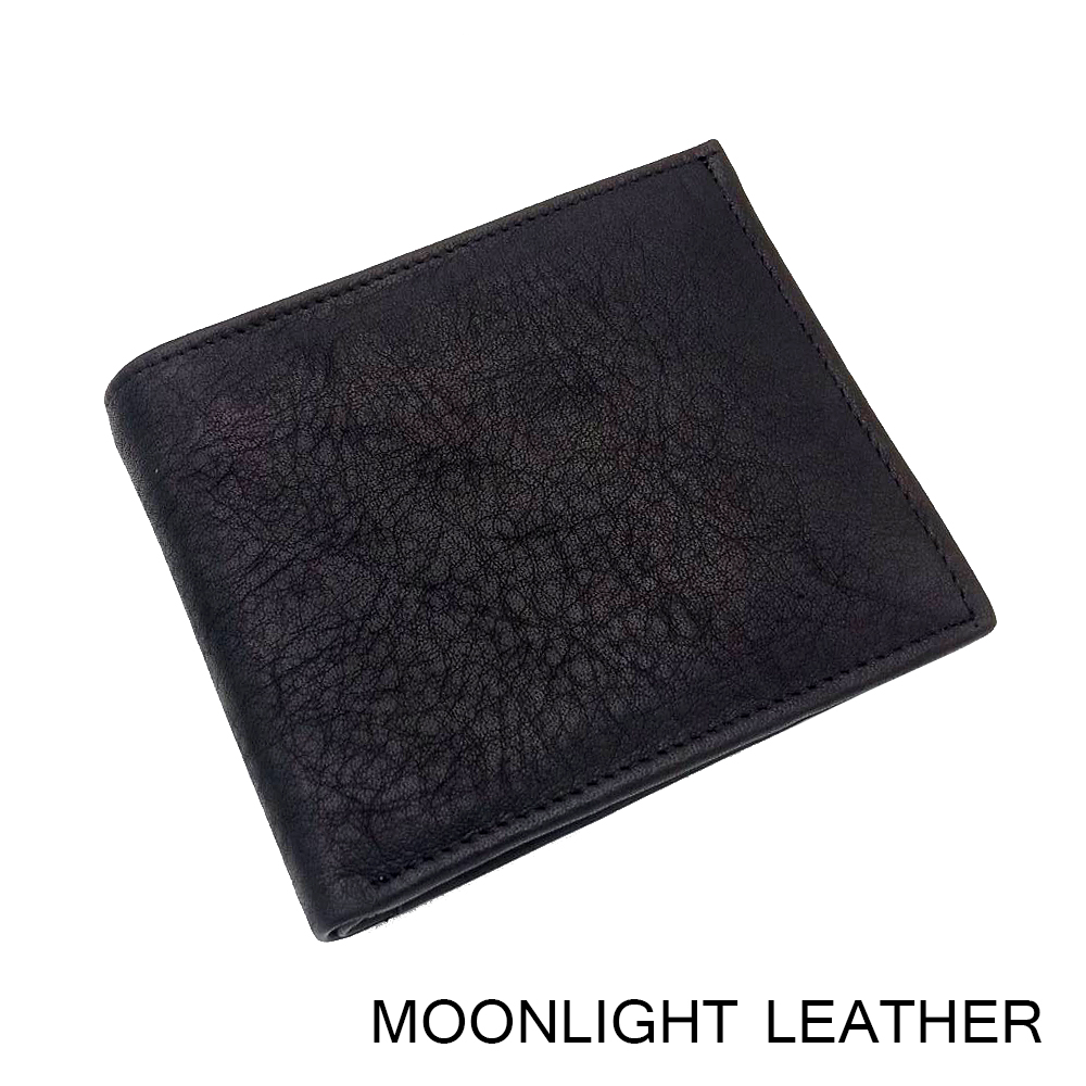 กระเป๋าสตางค์หนังวัวแท้ สำหรับผู้ชาย แบรนด์ Moonlight รุ่น Calf สีดำ สวย ทน เบาบาง นิ่มมาก พร้อมกล่องเป็นของขวัญได้