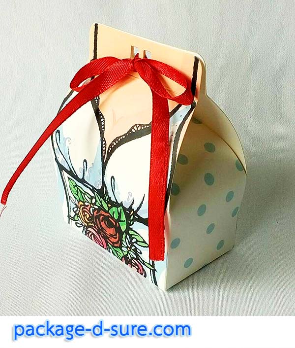 กล่องใส่ของชำร่วย ผูกโบว์ด้านหน้า 4.5x7x4.2 ลายเจ้าบ่าว เจ้าสาว