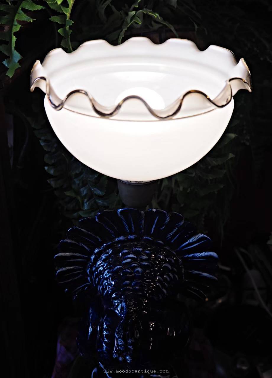 โคมไฟตั้งโต๊ะรูปนกยูงสีนำ้เงิน