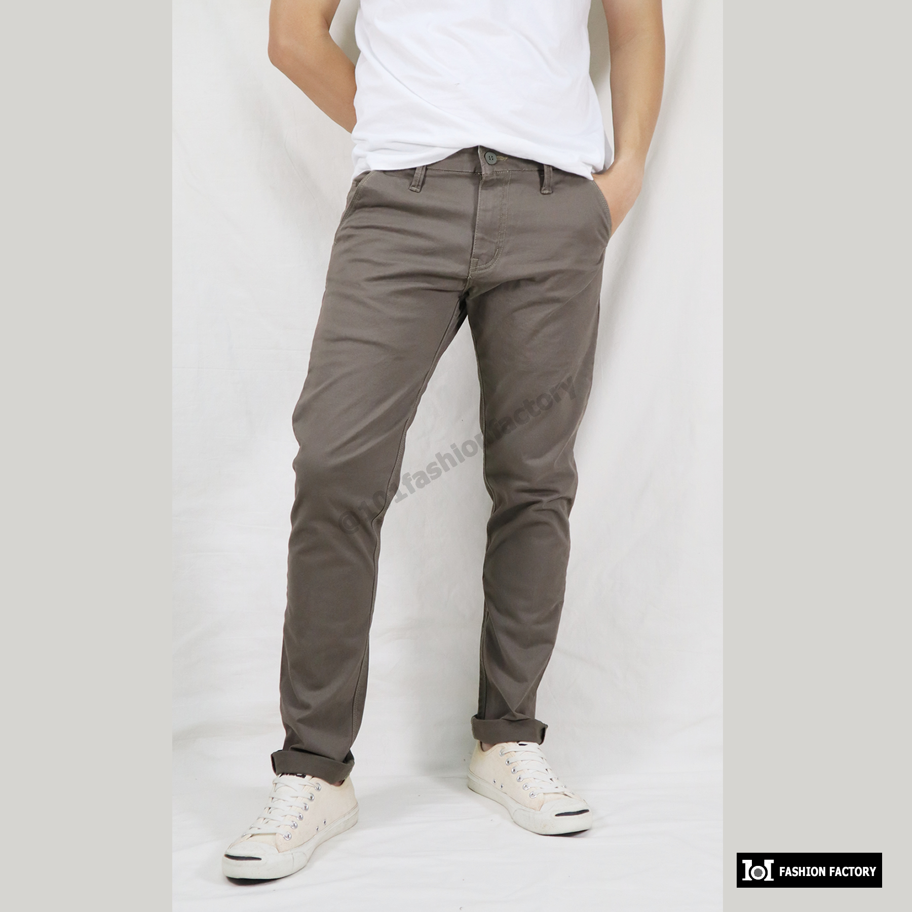 ขาเดฟชาย US616/5 กางเกงขายาวผ้ายืดคอตตอน ทำงาน+เที่ยว สีโอวัลติน |US101
